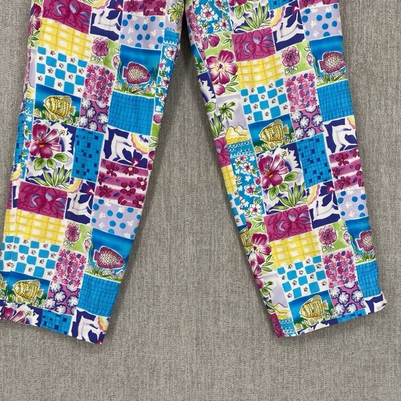 Silkland Pants 10 Colorful Dress Ankle Straight Artsy Mid Rise Office - Picture 6 of 13